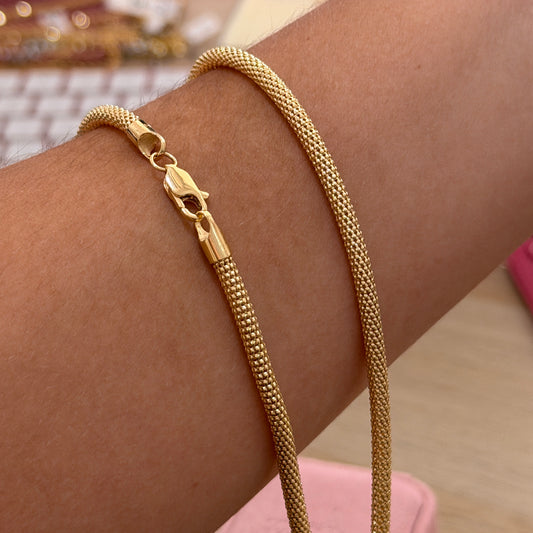 3.5MM ROUND KOREAN CHAIN ​​18K YELLOW GOLD ITALY - 60CM 11.78GR