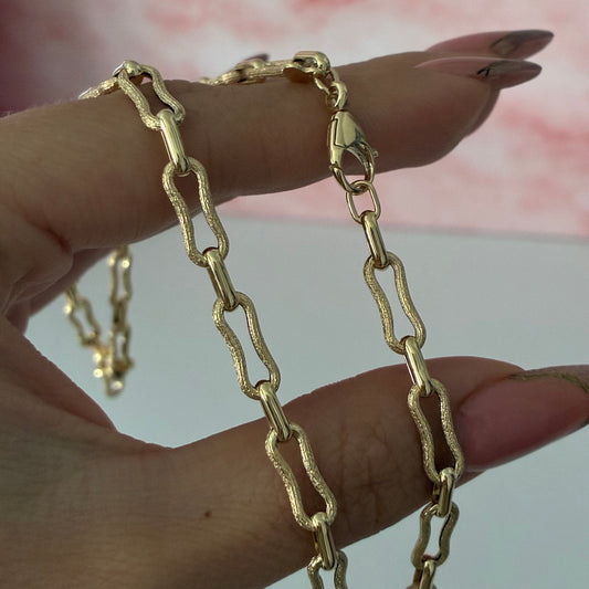 DIAMOND SEA WAVES CHAIN ​​5MM YELLOW GOLD ITALY ESP 18K 50CM - 6.12GR