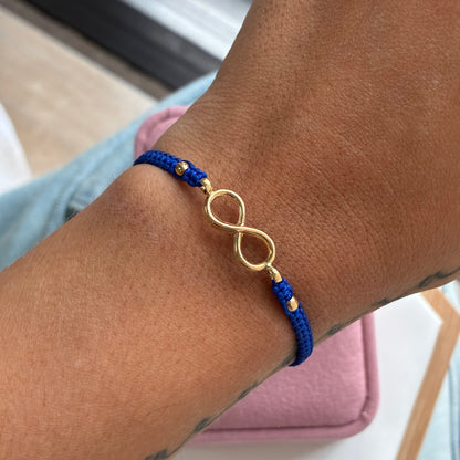 RED THREAD BRACELET INFINITY HARDWARE + 2 BALLS 3M 18K YELLOW GOLD 0.5GR