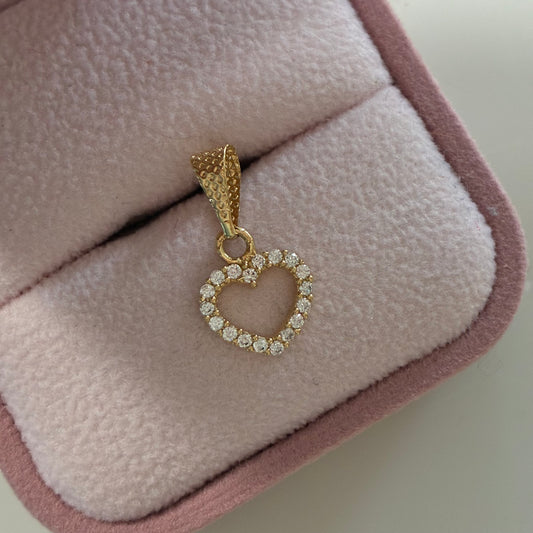 HEART SILHOUETTE PENDANT WITH WHITE STONES 1.8CM 18K YELLOW GOLD - 0.65GR