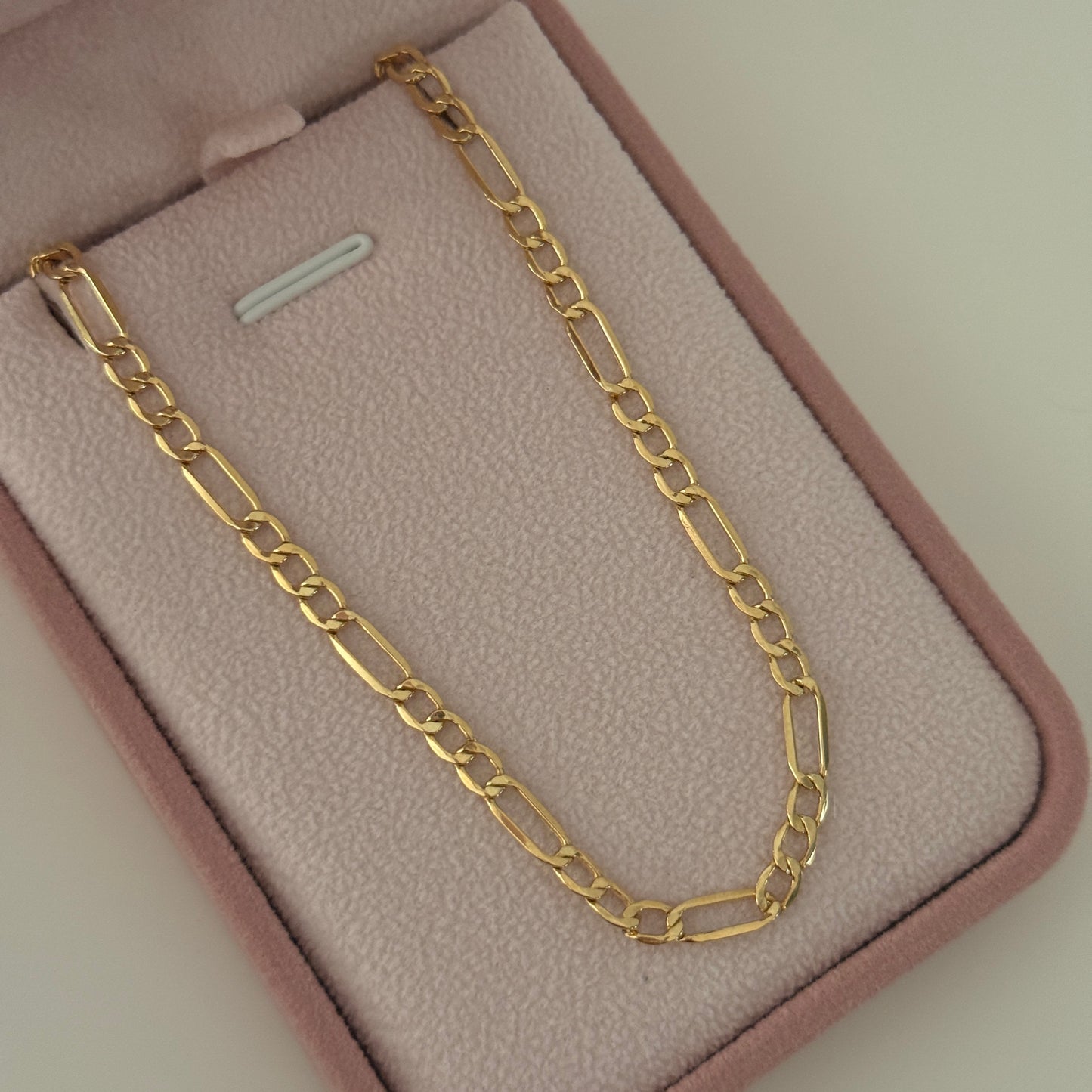 3X1 FIGARO CHAIN 4MM YELLOW GOLD ITALY 18K 60CM - 5.17GR