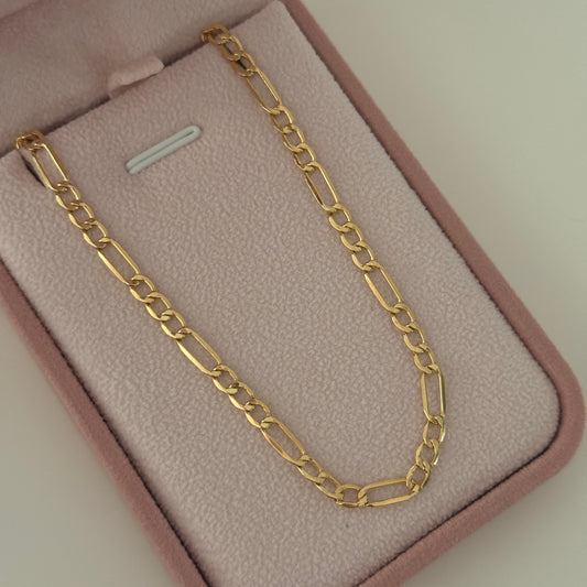 3X1 FIGARO CHAIN 4MM YELLOW GOLD ITALY 18K 60CM - 5.17GR