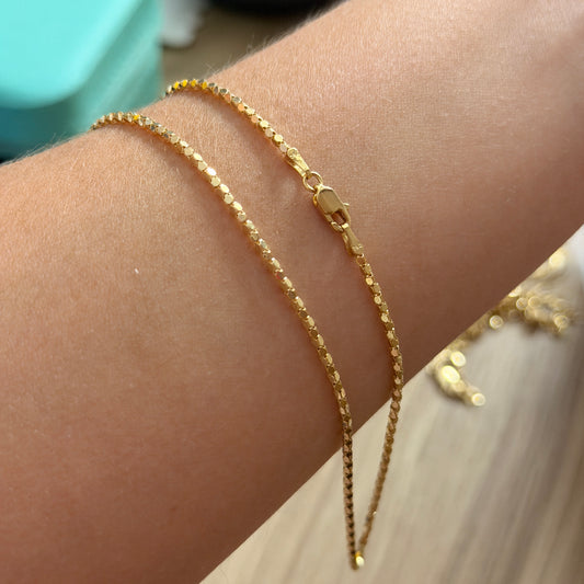 CADENA COLA DE RATON DIAMANTADA 1.5MM ORO AMARILLO ITALY 18K 40CM - 3,23GR