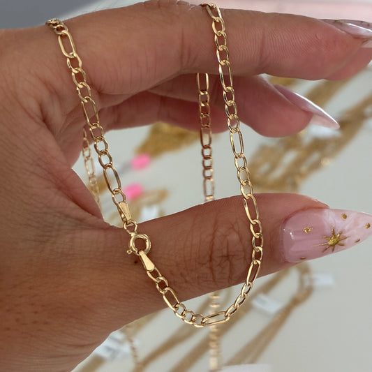 3X1 FIGARO CHAIN ​​3MM YELLOW GOLD ITALY 18K 50CM - 2.53GR