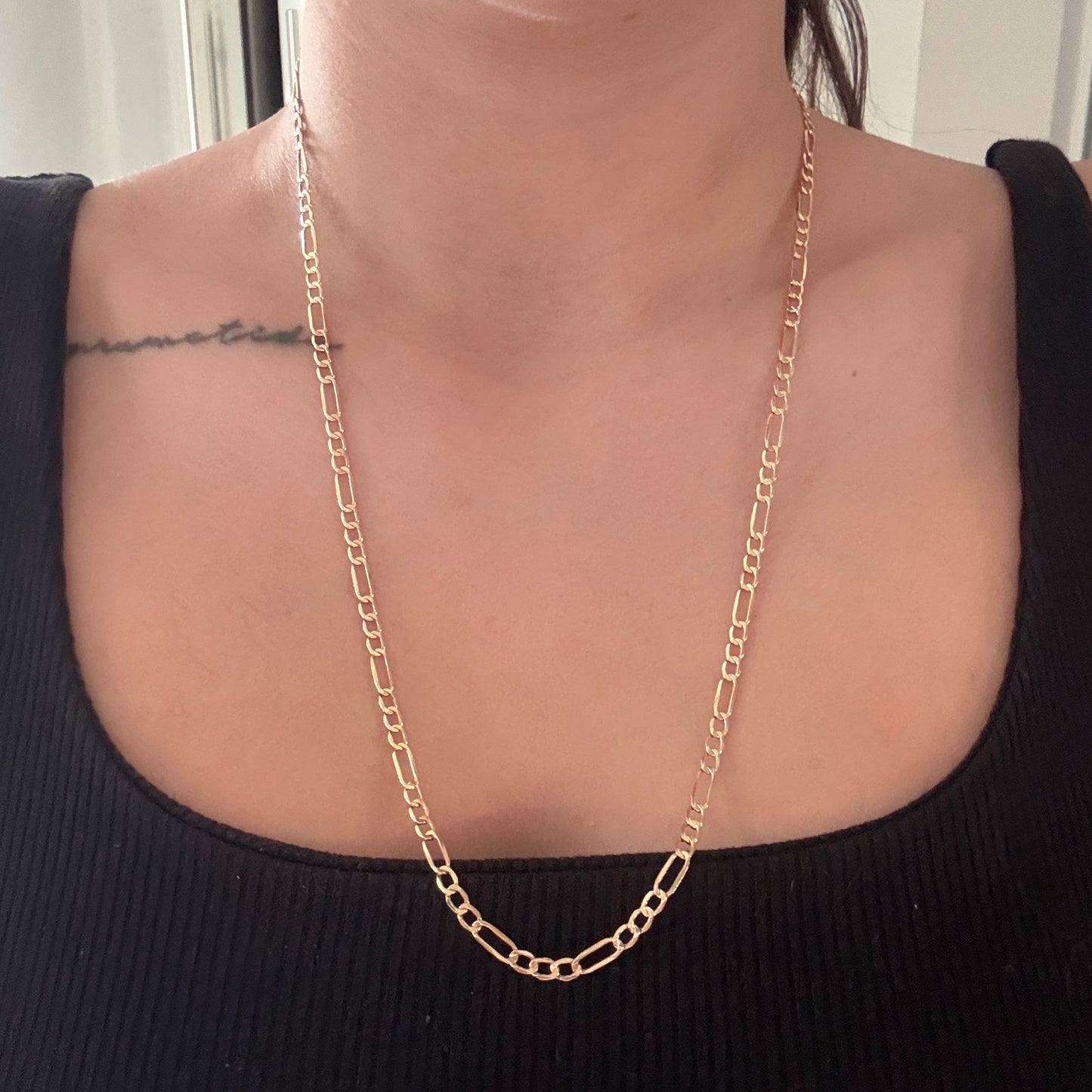 3X1 FIGARO CHAIN 4MM YELLOW GOLD ITALY 18K 60CM - 5.17GR