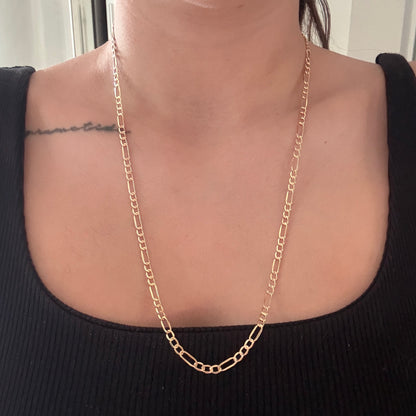 3X1 FIGARO CHAIN 4MM YELLOW GOLD ITALY 18K 60CM - 5.17GR