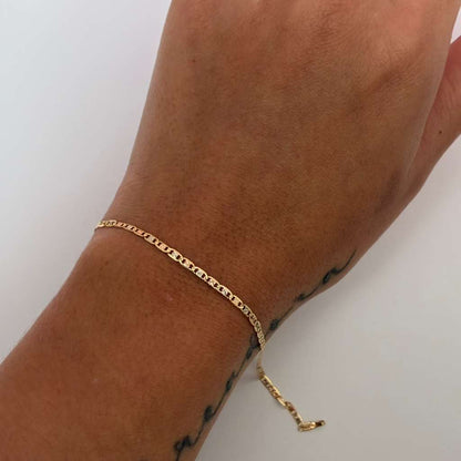 FLAT DIAMOND LADDER BRACELET 2MM THREE GOLD ITALY 18K 19CM - 1.49GR