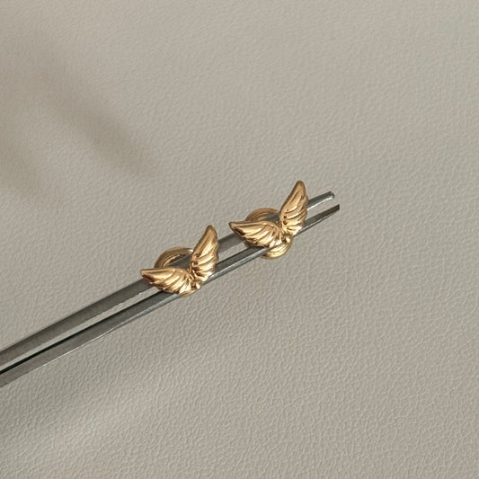 18K YELLOW GOLD ANGEL WINGS EARRINGS - 0.6GR
