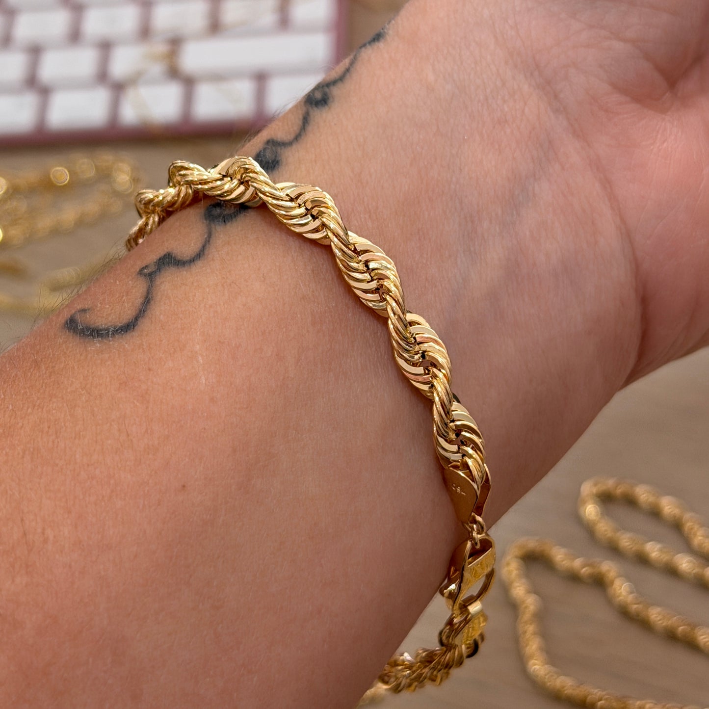 PULSERA LAZO DIAMANTADA 5.9MM ORO AMARILLO ITALY 18K - 20CM 6,55GR