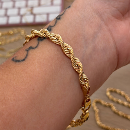 PULSERA LAZO DIAMANTADA 5.9MM ORO AMARILLO ITALY 18K - 20CM 6,55GR