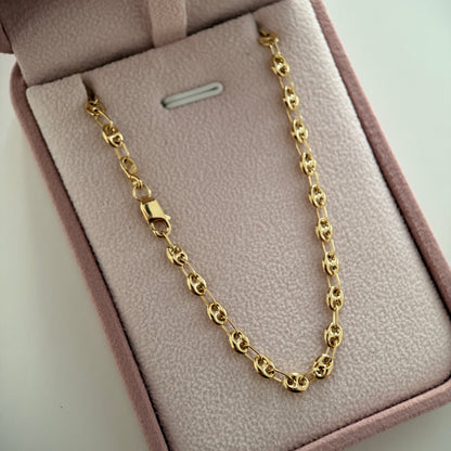 CADENA GRANO DE CAFÉ LISO 4MM ORO AMARILLO ITALY 18K 45CM - 8,24GR