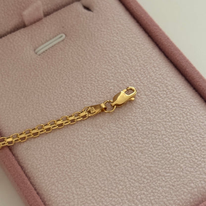 PULSERA TEJIDO CHINO UN CARRIL 3MM ORO AMARILLO ITALY 18K19,5CM - 2,55GR