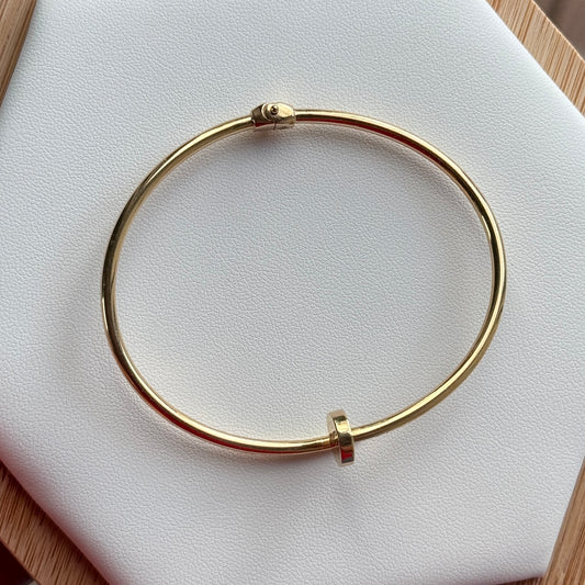18K YELLOW GOLD ITALY NAIL-STYLE HOOP BRACELET 17CM - 6.81GR
