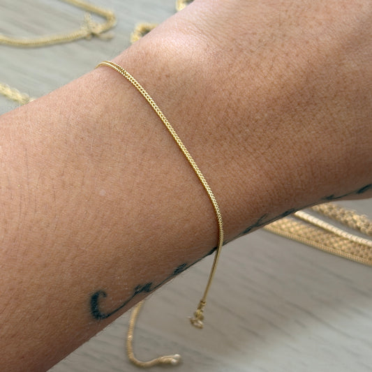 TOBILLERA MINI FRANCO 1MM ORO AMARILLO ITALY 18K - 26CM 1,73GR