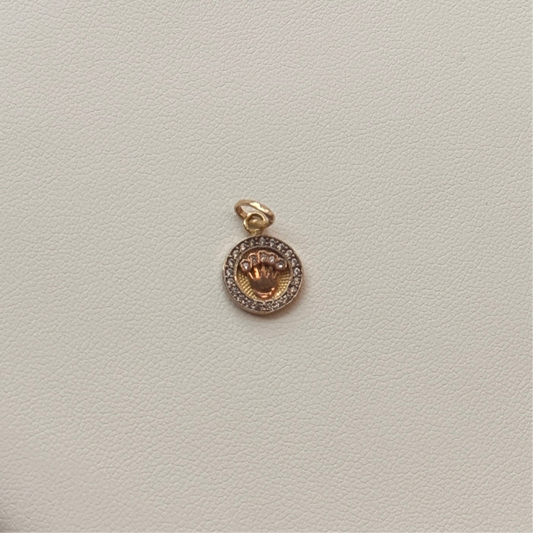WHITE ZIRCON CROWN PENDANT 1.7CM THREE 18K GOLD - 1.0GR