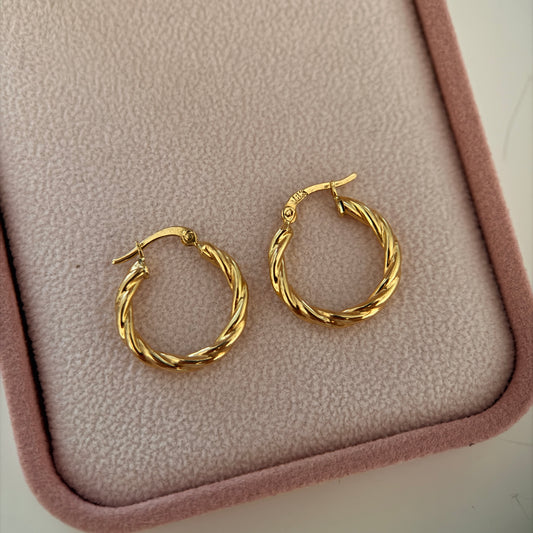 BRAIDED HOOP EARRINGS 1.4CM 18K YELLOW GOLD - 1.69GR