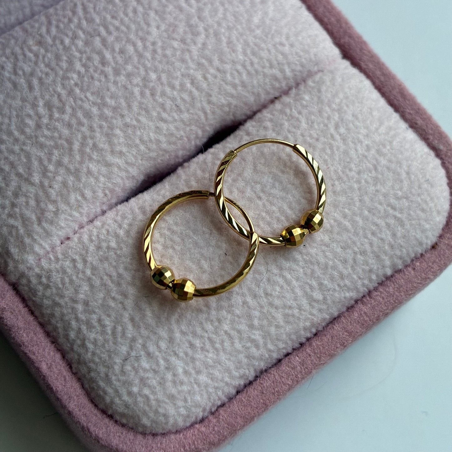 DIAMOND MISSABLE CANDONGAS + BALLS 0.9CM YELLOW GOLD ITALY ESP 18K - 0.46GR