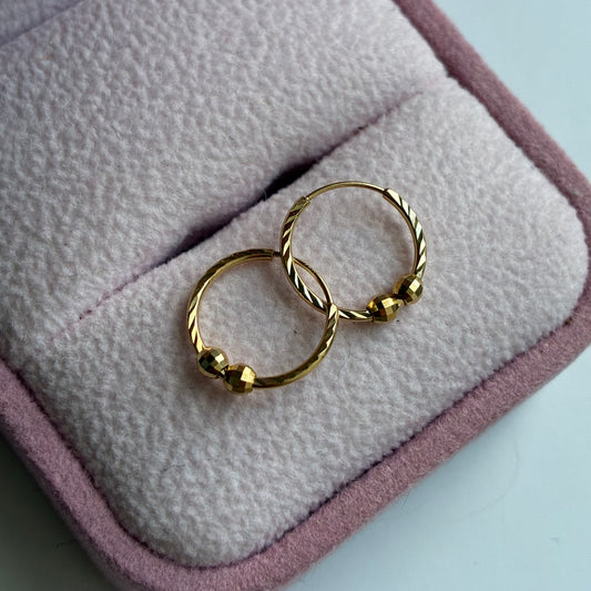 DIAMOND MISSABLE CANDONGAS + BALLS 0.9CM YELLOW GOLD ITALY ESP 18K - 0.46GR