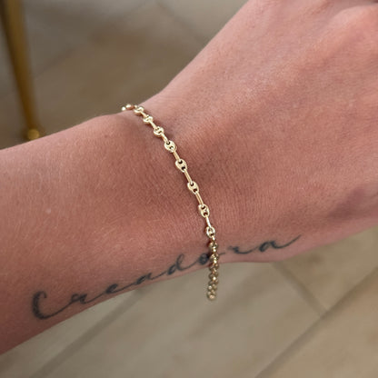 PULSERA GRANO DE CAFE 3MM ORO AMARILLO 18K 16CM - 2,0GR