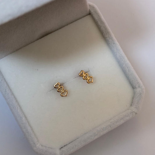 PLAIN HEART LINE STUDS YELLOW GOLD COL 18K - 0.59GR