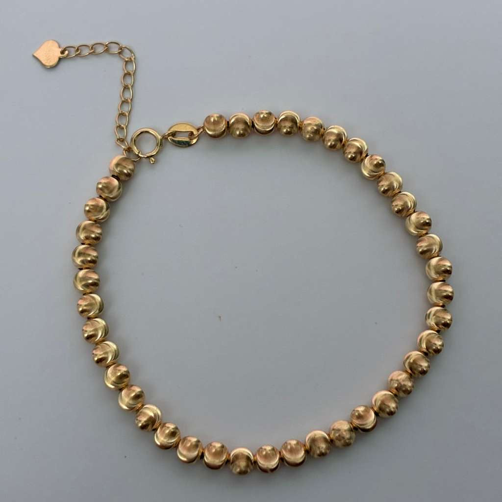 DIAMOND CUT MOON MILITARY BRACELET 3MM YELLOW GOLD COL 18K 19CM - 5.35GR