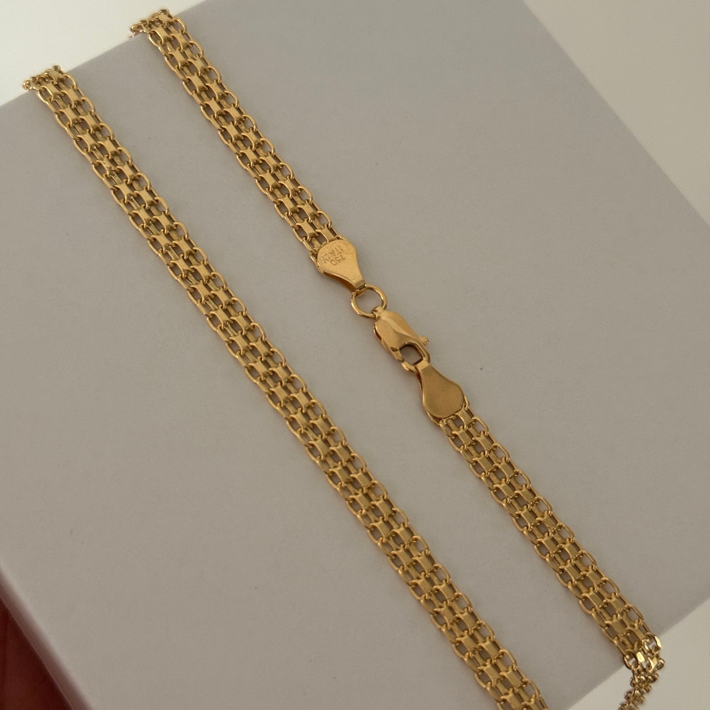 5M DOUBLE TRACK CHINESE CHAIN 18K YELLOW GOLD ITALY 60CM - 9.91GR