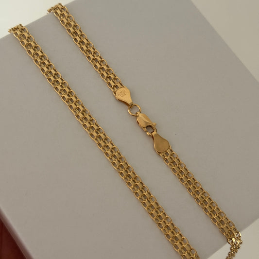 5M DOUBLE TRACK CHINESE CHAIN 18K YELLOW GOLD ITALY 60CM - 9.91GR