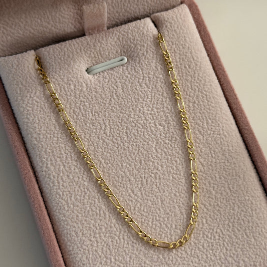 BRACELET MINI FIGARO 3X1 1.8MM YELLOW GOLD ITALY 18K 19CM - 0.77GR
