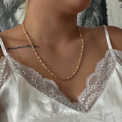 CADENA RUSTICA + GRANO DE CAFÉ 4MM ORO AMARILLO COL 18K 50CM - 6,69GR