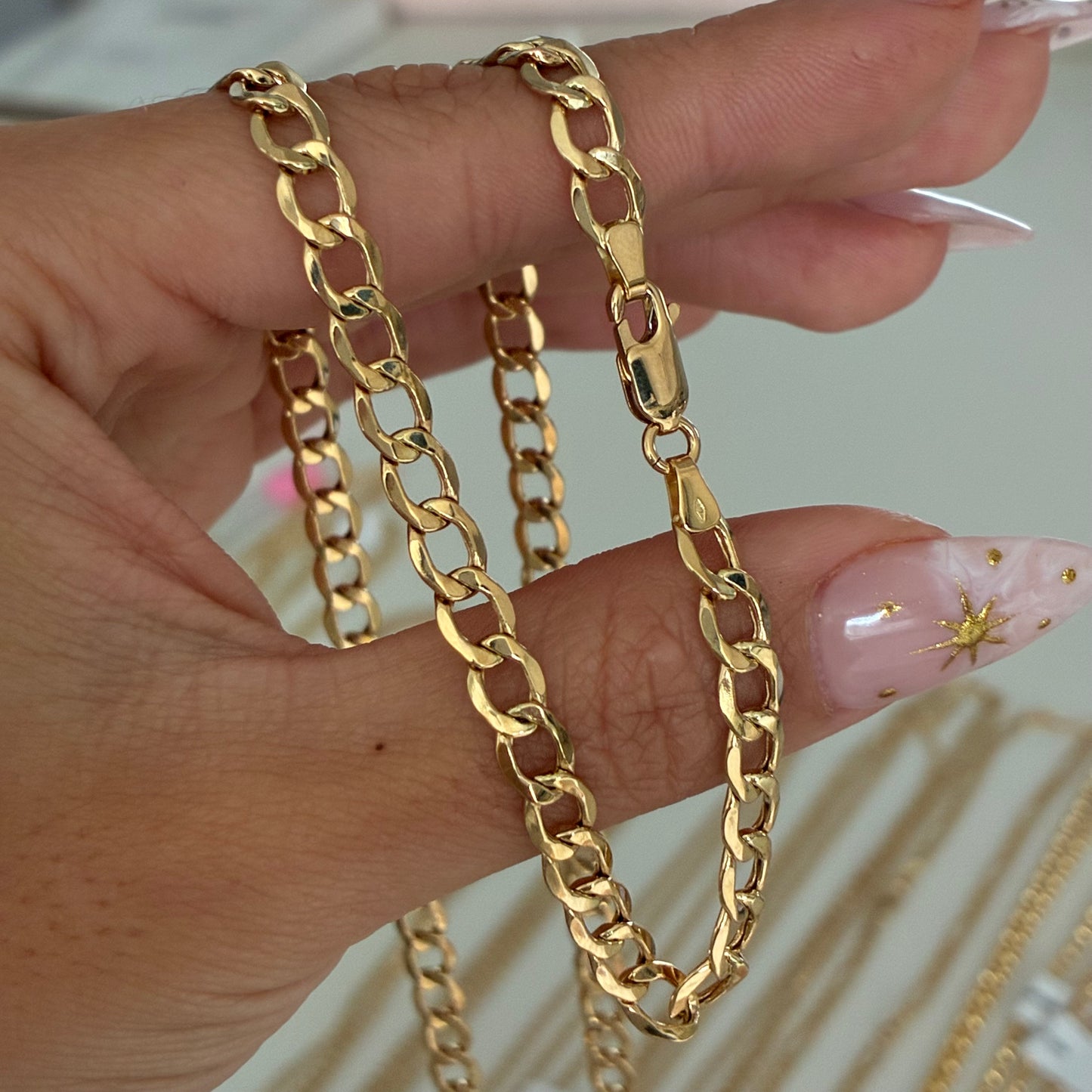 Hammered Cuban Chain 5.5mm Yellow Gold Italy 18K 60cm - 12.0g