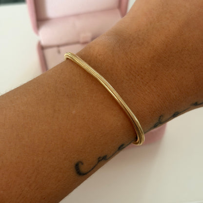 PULSERA ELASTICO TIPO MALLA 3MM ORO AMARILLO ITALY ESP 18K 16CM A 18CM - 1,3GR