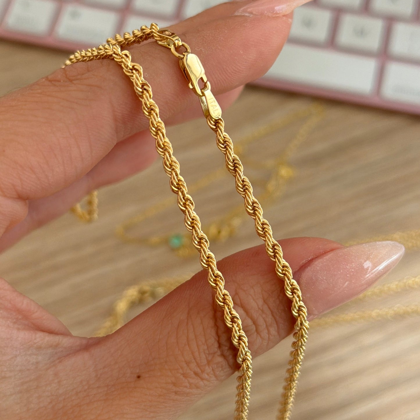 2.75MM ROPE CHAIN YELLOW GOLD ITALY 18K 60CM - 5.33GR