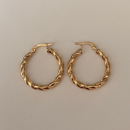 SMOOTH BRAIDED HOOPS 1.9CM 18K YELLOW GOLD - 2.28GR