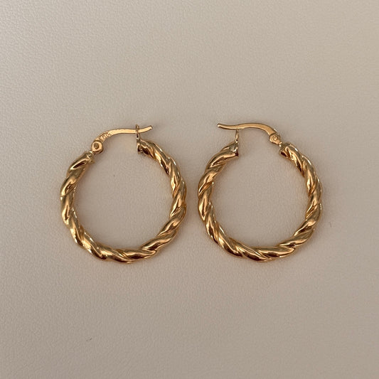 SMOOTH BRAIDED HOOPS 1.9CM 18K YELLOW GOLD - 2.28GR