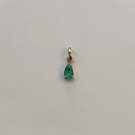 NATURAL EMERALD DROP PENDANT 18K YELLOW GOLD 0.93GR+0.69QTS