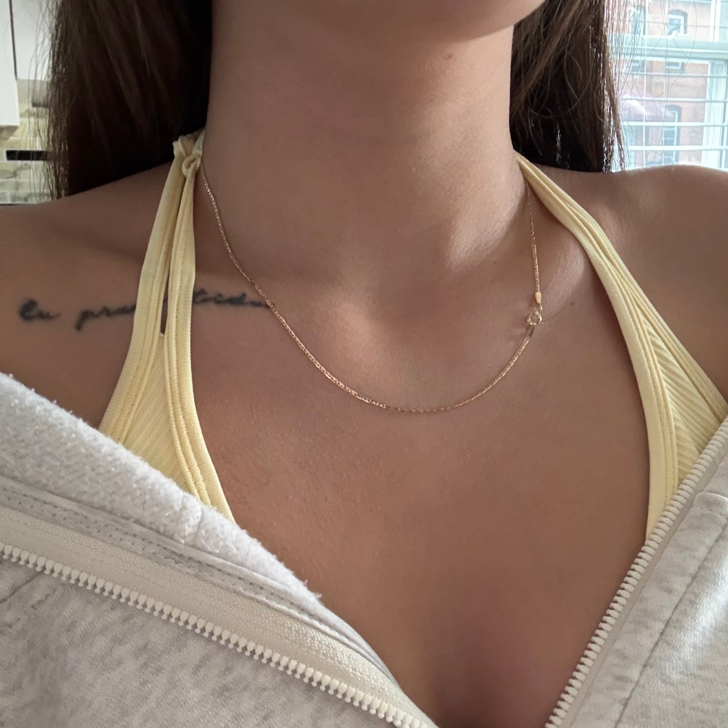 FLAT DIAMOND CHAIN ​​1MM THREE GOLD ITALY 18K 45CM - 1.61GR