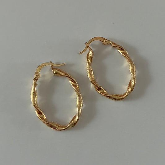 OVAL CANDONGAS FROSTED MELCOCHA 2.0CM YELLOW GOLD COL 18K - 1.65GR