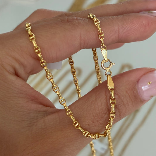 18K YELLOW GOLD COFFEE BEAN LADDER CHAIN ​​60CM - 4.78GR