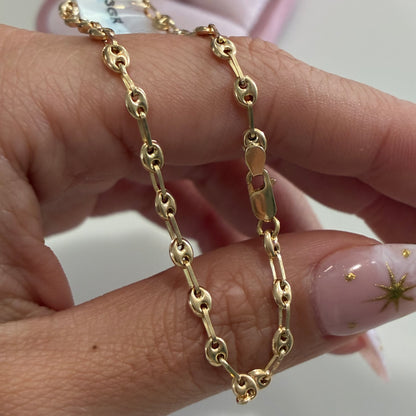 3MM COFFEE BEAN BRACELET 18K YELLOW GOLD 18CM - 2.23GR