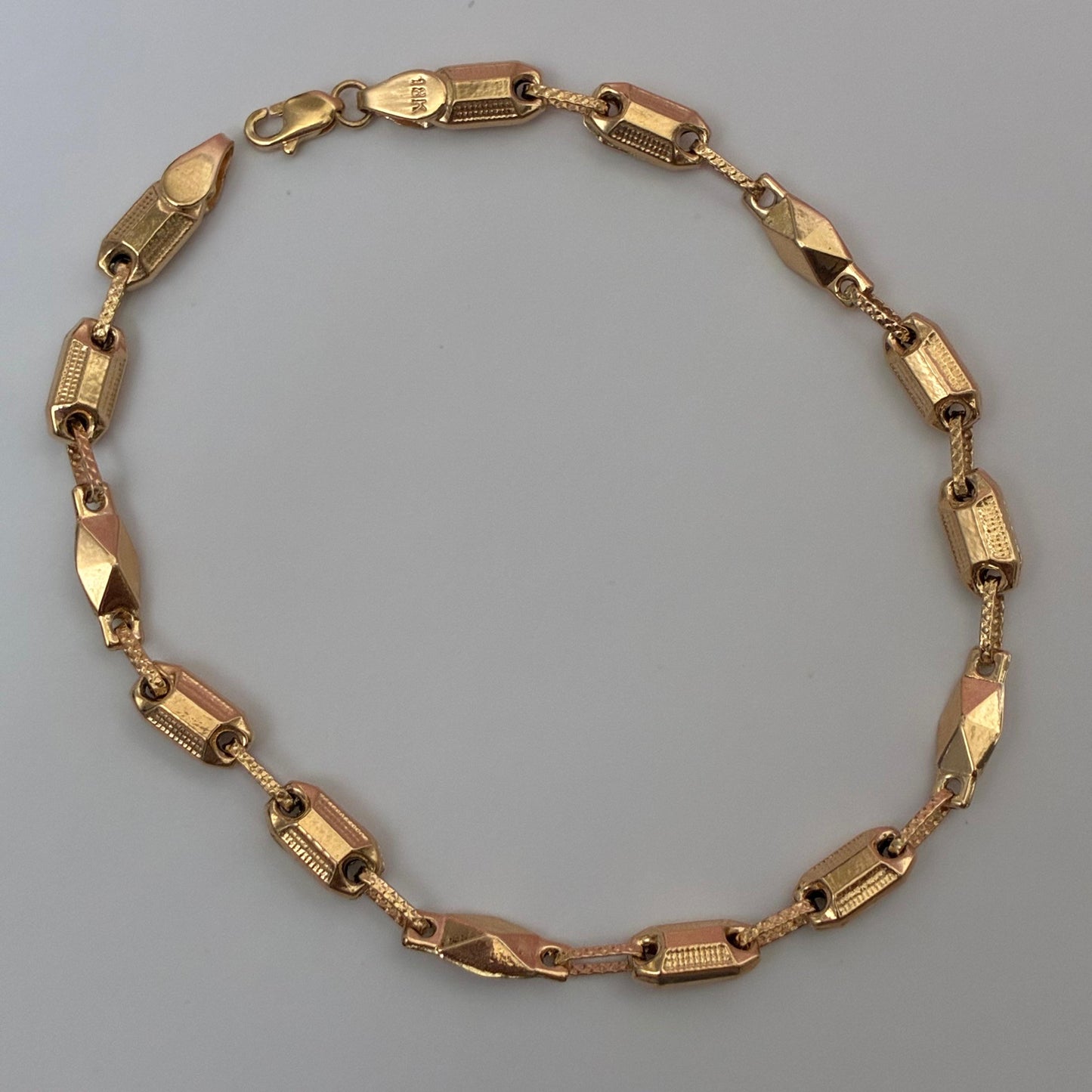 PULSERA CILINDROS LISOS Y DIAMANTADOS 5MM ORO AMARILLO COL 18K 20.5CM - 4,83GR