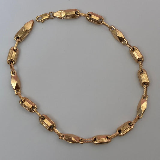 PULSERA CILINDROS LISOS Y DIAMANTADOS 5MM ORO AMARILLO COL 18K 20.5CM - 4,83GR