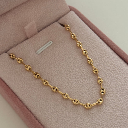 PULSERA GRANO DE CAFE 3MM ORO AMARILLO 18K 16CM - 2,0GR