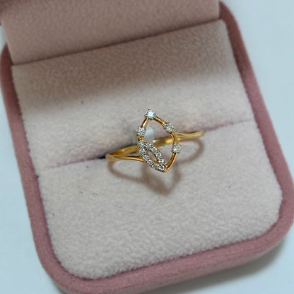 ANILLO CORAZON SILUETA FLOR DE LOTO NATURAL 0,09QTS ORO AMARILLO ITALY 18K TALLA 7 - 1,22GR