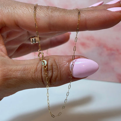 1MM DIAMOND CUT MINI CLIP CHAIN YELLOW GOLD ITALY 18K 45CM - 0.77GR