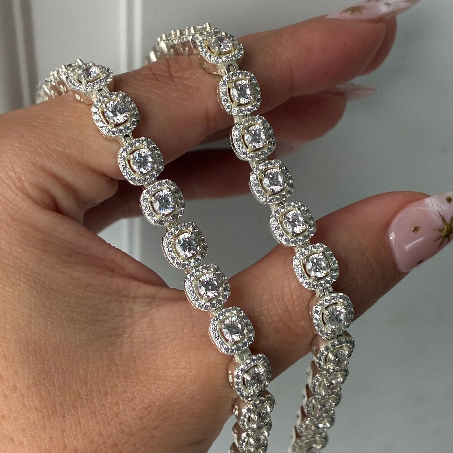 CADENA PRINCESS PIEDRAS BLANCAS 8MM PLATA 925 - 45CM