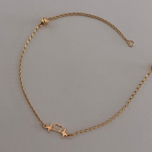 TOBILLERA CUBANA + LINEAS DE LA VIDA ORO AMARILLO 18K - 24,5CM - 1,65GR