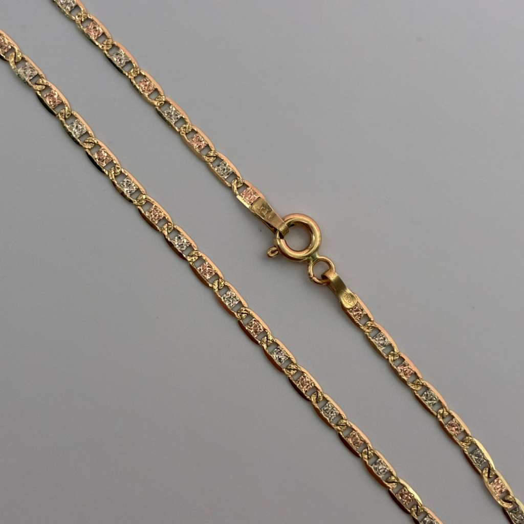 FLAT DIAMOND LADDER BRACELET 2MM THREE GOLD ITALY 18K 19CM - 1.49GR