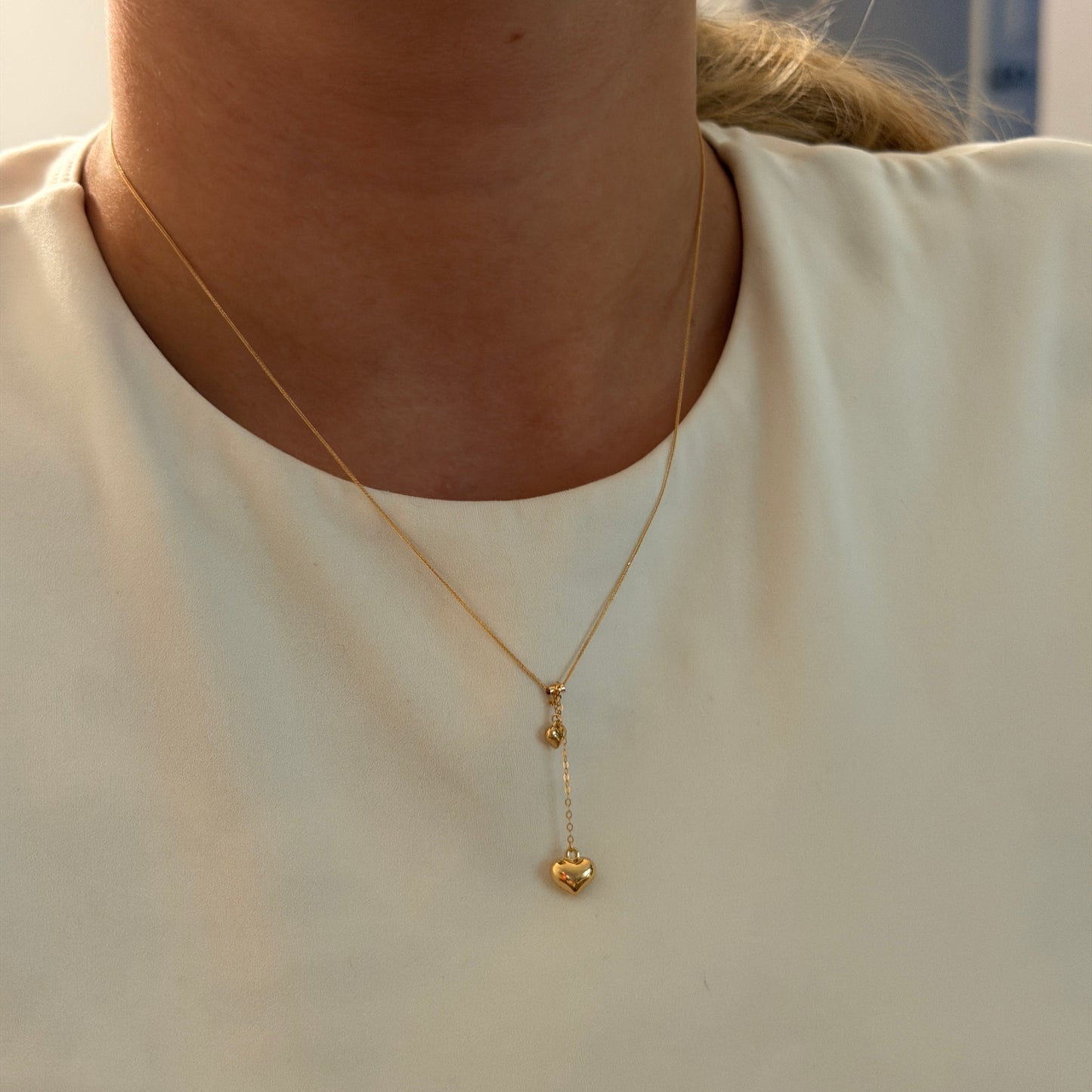 CADENA MINI FRANCO 0.6MM + 2 DIJES CORAZON COLGANTE ORO AMARILLO ITALY ESP 18K 45CM - 1,03GR