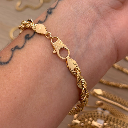 PULSERA LAZO DIAMANTADA 5.9MM ORO AMARILLO ITALY 18K - 20CM 6,55GR