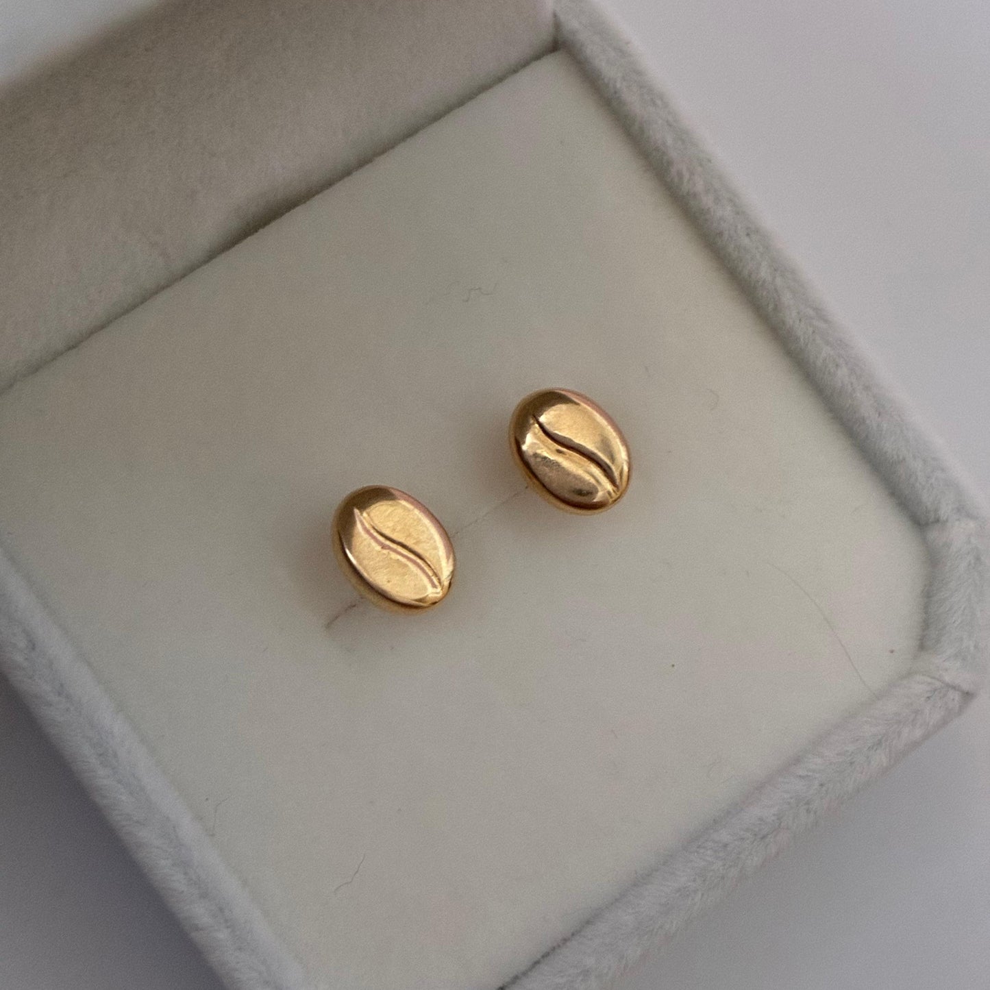 SMOOTH COFFEE BEAN STUDS 8MM YELLOW GOLD COL 18K - 0.7GR